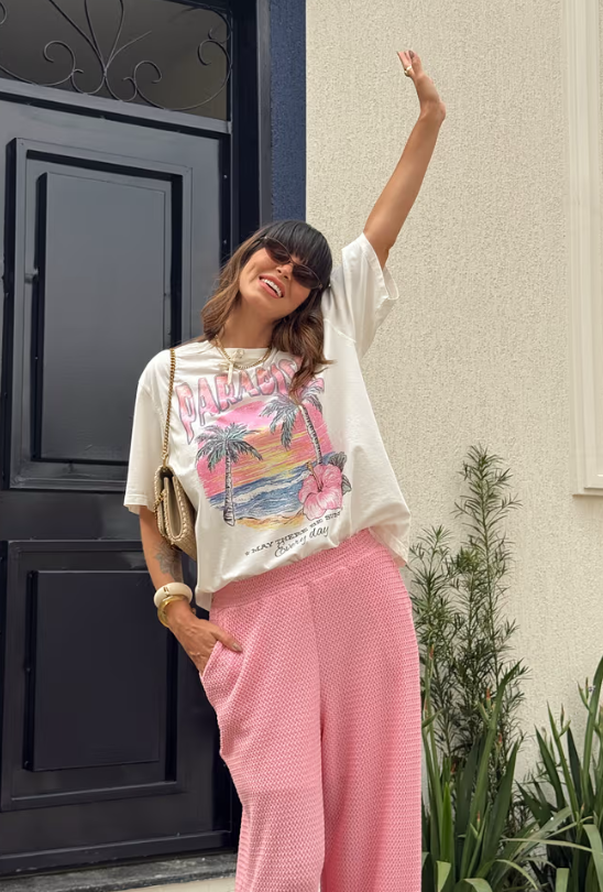 T-SHIRT OVERSIZED PARADISE EVERY DAY OFF WHITE